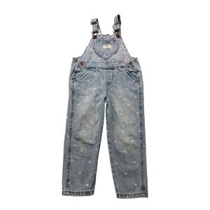 OshKosh B'gosh Vtg Denim Overalls Pink Hearts Dungarees Rodeo Western Spring 3T